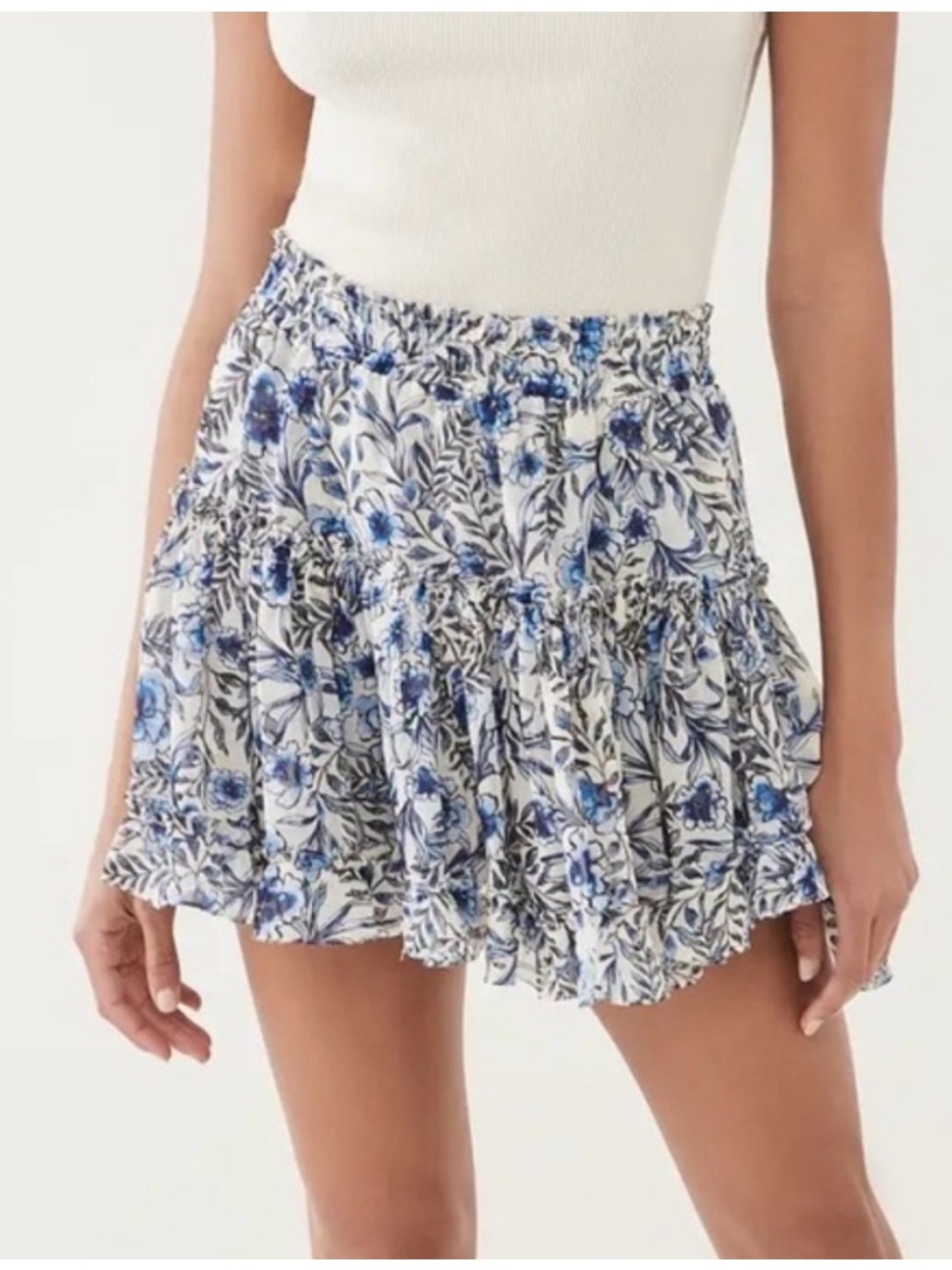 NWT Misa Los Angeles Blue Floral Mini Skirt Sz XS Revolve boho flowy skirt